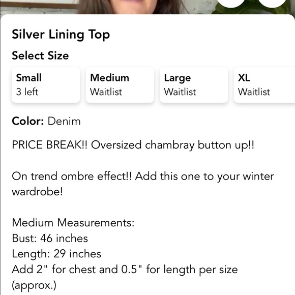 Oversized denim chambray button up!!!! - Picture 2 of 2